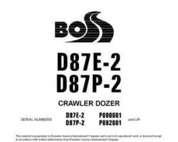 Komatsu Bulldozers Model D87P-2 Owner Operator Maintenance Manual - S/N P092001-UP
