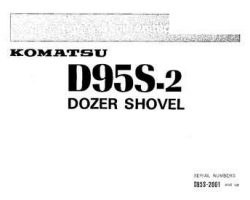 Komatsu Bulldozers Model D95S-2 Owner Operator Maintenance Manual - S/N 2001-UP