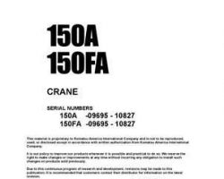 Komatsu Crane Model 150A Shop Service Repair Manual - S/N U009695-U010827