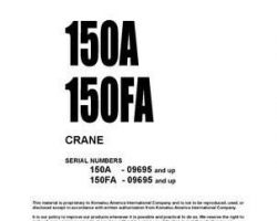 Komatsu Crane Model 150Fa Owner Operator Maintenance Manual - S/N U009695-UP