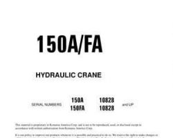 Komatsu Crane Model 150Fa Shop Service Repair Manual - S/N U010828-UP