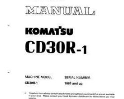 Komatsu Crawler Carriers Model Cd30R-1 Shop Service Repair Manual - S/N 1061-UP