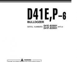 Komatsu Crawler Loaders Model D41E-6-Sa Owner Operator Maintenance Manual - S/N B35001-UP