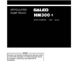 Komatsu Dump Trucks Articulated Model Hm300-1 Owner Operator Maintenance Manual - S/N 1001-1259