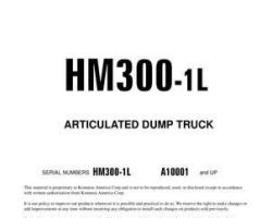 Komatsu Dump Trucks Articulated Model Hm300-1-L Owner Operator Maintenance Manual - S/N A10001-UP