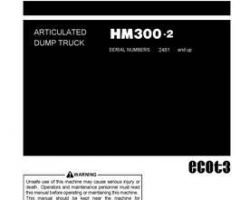 Komatsu Dump Trucks Articulated Model Hm300-2 Owner Operator Maintenance Manual - S/N 2481-2784
