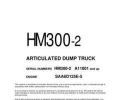 Komatsu Dump Trucks Articulated Model Hm300-2 Shop Service Repair Manual - S/N A11001-UP