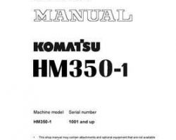 Komatsu Dump Trucks Articulated Model Hm350-1 Shop Service Repair Manual - S/N 1001-UP