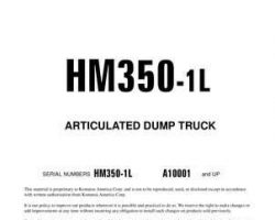 Komatsu Dump Trucks Articulated Model Hm350-1-L Owner Operator Maintenance Manual - S/N A10001-UP