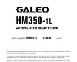 Komatsu Dump Trucks Articulated Model Hm350-1-L Shop Service Repair Manual - S/N A10001-UP