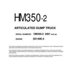 Komatsu Dump Trucks Articulated Model Hm350-2 Shop Service Repair Manual - S/N 2001-UP
