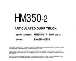 Komatsu Dump Trucks Articulated Model Hm350-2 Shop Service Repair Manual - S/N A11001-UP