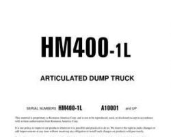 Komatsu Dump Trucks Articulated Model Hm400-1-L Owner Operator Maintenance Manual - S/N A10001-UP