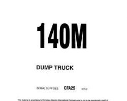 Komatsu Dump Trucks Rigid Model 140M Owner Operator Maintenance Manual - S/N 15089-15239