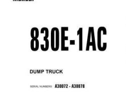 Komatsu Dump Trucks Rigid Model 830E-1-Ac Owner Operator Maintenance Manual - S/N A30072-A30078