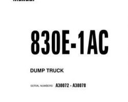 Komatsu Dump Trucks Rigid Model 830E-1-Ac Shop Service Repair Manual - S/N A30072-A30078