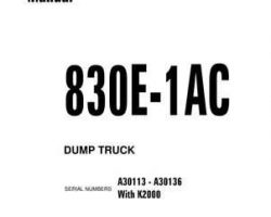 Komatsu Dump Trucks Rigid Model 830E-1-Ac Shop Service Repair Manual - S/N A30113-A30136
