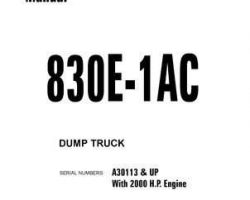 Komatsu Dump Trucks Rigid Model 830E-1-Ac Owner Operator Maintenance Manual - S/N A30113-UP