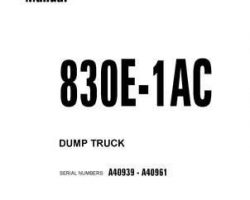 Komatsu Dump Trucks Rigid Model 830E-1-Ac Shop Service Repair Manual - S/N A40939-A40961