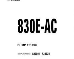 Komatsu Dump Trucks Rigid Model 830E-Ac Owner Operator Maintenance Manual - S/N A30001-A30035