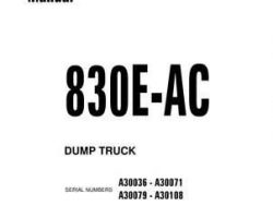 Komatsu Dump Trucks Rigid Model 830E-Ac Shop Service Repair Manual - S/N A30036-A30071