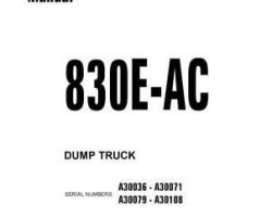 Komatsu Dump Trucks Rigid Model 830E-Ac Owner Operator Maintenance Manual - S/N A30079-A30108