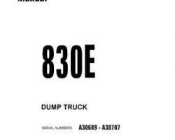 Komatsu Dump Trucks Rigid Model 830E Owner Operator Maintenance Manual - S/N A30689-A30707
