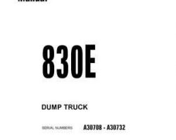 Komatsu Dump Trucks Rigid Model 830E Owner Operator Maintenance Manual - S/N A30708-A30732