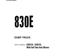 Komatsu Dump Trucks Rigid Model 830E Owner Operator Maintenance Manual - S/N A30710-A30732