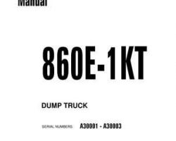 Komatsu Dump Trucks Rigid Model 860E-1-Kt Shop Service Repair Manual - S/N A30001-A30003