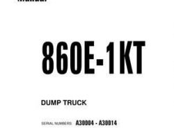 Komatsu Dump Trucks Rigid Model 860E-1-Kt Owner Operator Maintenance Manual - S/N A30004-A30014