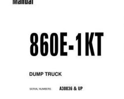 Komatsu Dump Trucks Rigid Model 860E-1-Kt Shop Service Repair Manual - S/N A30036-UP