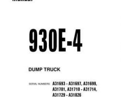 Komatsu Dump Trucks Rigid Model 930E-4 Shop Service Repair Manual - S/N A31701