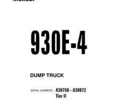 Komatsu Dump Trucks Rigid Model 930E-4-Tier Ii Owner Operator Maintenance Manual - S/N A30750-A30872