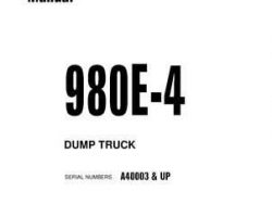 Komatsu Dump Trucks Rigid Model 980E-4 Shop Service Repair Manual - S/N A40003-UP