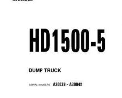 Komatsu Dump Trucks Rigid Model Hd1500-5 Shop Service Repair Manual - S/N A30039-A30048