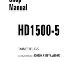 Komatsu Dump Trucks Rigid Model Hd1500-5 Shop Service Repair Manual - S/N A30070-A30071