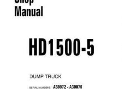 Komatsu Dump Trucks Rigid Model Hd1500-5 Shop Service Repair Manual - S/N A30072-A30076