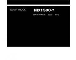 Komatsu Dump Trucks Rigid Model Hd1500-7 Shop Service Repair Manual - S/N 80001-UP