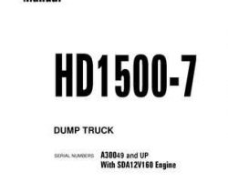 Komatsu Dump Trucks Rigid Model Hd1500-7-W/ Sda12V160 Shop Service Repair Manual - S/N A30049-UP