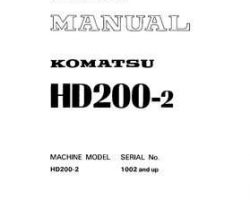 Komatsu Dump Trucks Rigid Model Hd200-2 Shop Service Repair Manual - S/N 1002-UP