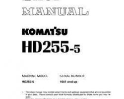 Komatsu Dump Trucks Rigid Model Hd255-5 Shop Service Repair Manual - S/N 1001-UP