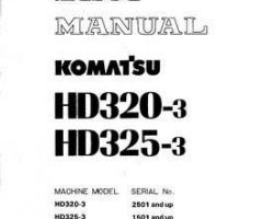 Komatsu Dump Trucks Rigid Model Hd320-3 Shop Service Repair Manual - S/N 2501-UP