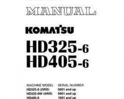Komatsu Dump Trucks Rigid Model Hd325-6-4Wd Shop Service Repair Manual - S/N 5001-5705