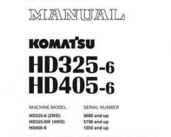 Komatsu Dump Trucks Rigid Model Hd325-6-4Wd Shop Service Repair Manual - S/N 5706-UP