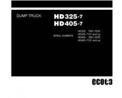 Komatsu Dump Trucks Rigid Model Hd325-7 Shop Service Repair Manual - S/N 7001-7025