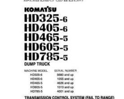Komatsu Dump Trucks Rigid Model Hd465-5-Tm Cntrl System Shop Service Repair Manual - S/N 4626-UP