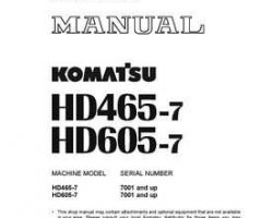 Komatsu Dump Trucks Rigid Model Hd465-7 Shop Service Repair Manual - S/N 7001-UP
