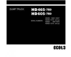 Komatsu Dump Trucks Rigid Model Hd465-7-E0 Shop Service Repair Manual - S/N 10001-10037