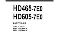 Komatsu Dump Trucks Rigid Model Hd465-7-E0 Owner Operator Maintenance Manual - S/N 10739-UP